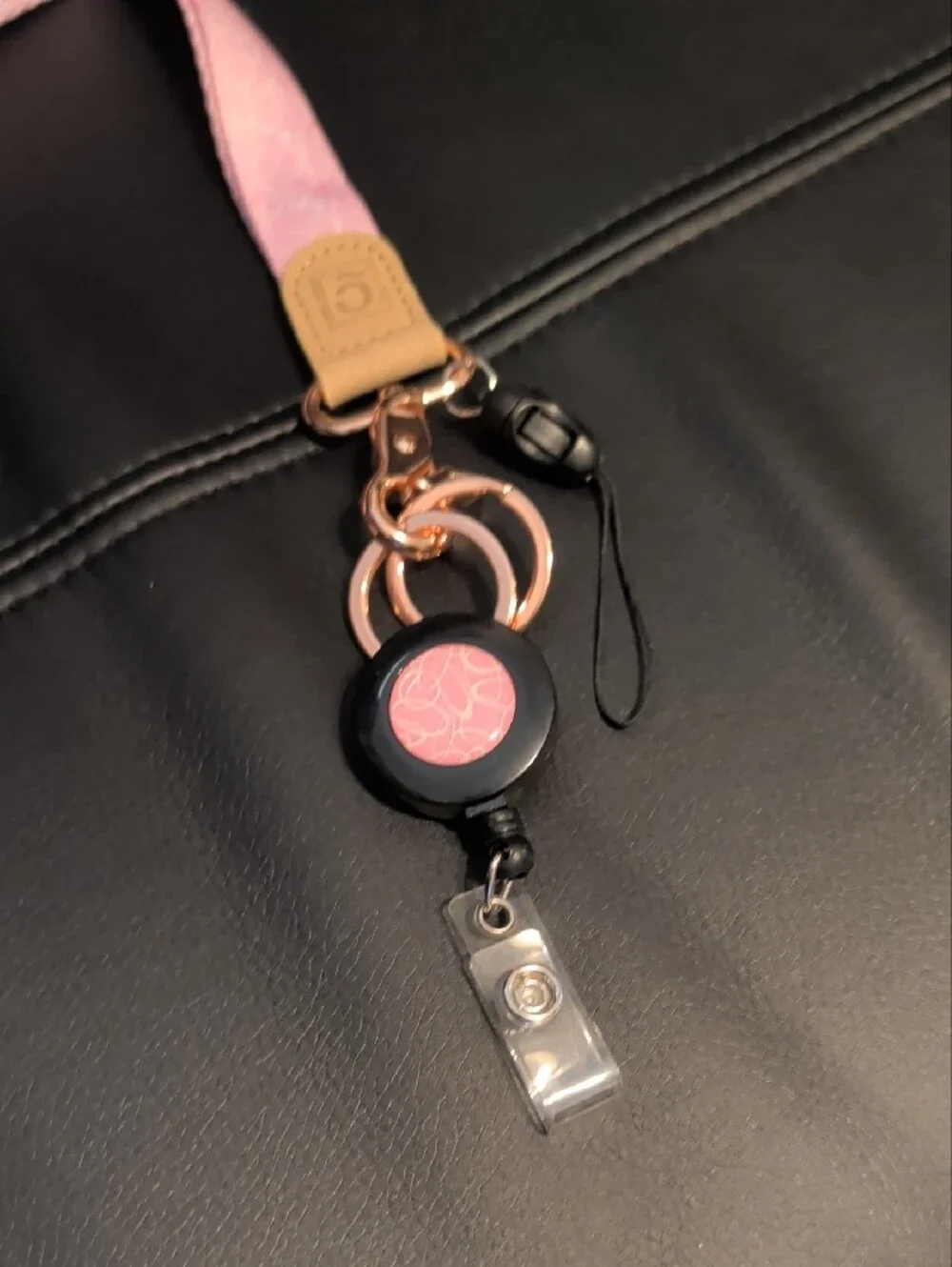 Pink Lanyard Badge Holder with Retractable Reel